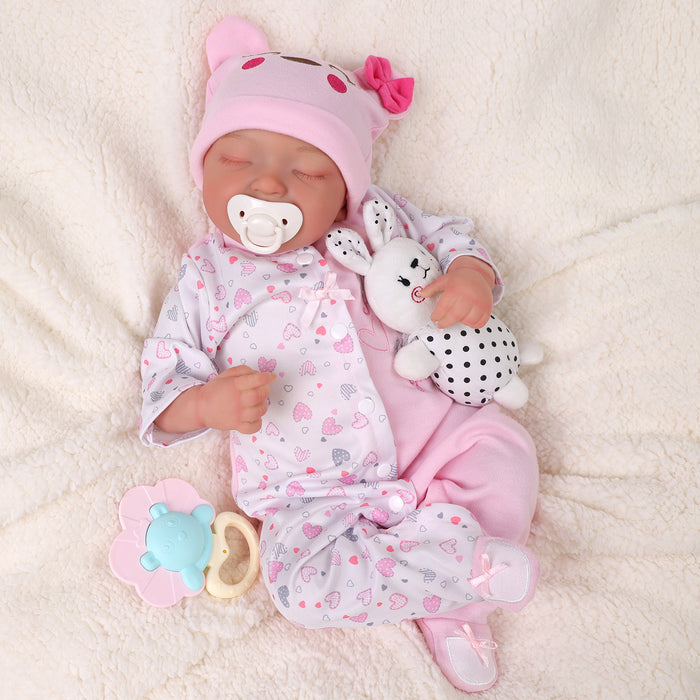 Babeside Leen 20" Realistic Reborn Baby Doll Pink Jumpsuit Infant Sleeping Baby Girl