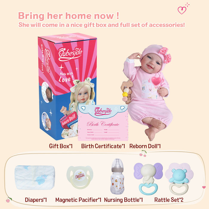 Babeside Leen 20'' Realistic Reborn Baby Doll Toddler Awake Girl with Heartbeat Coos and Breath