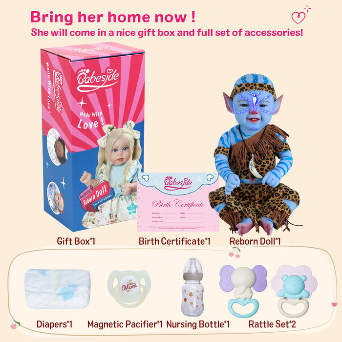 Babeside Leen 20" Reborn Baby Doll Girl Blue Eyes Infant Awake Smile Blue Fairy (Pre-Order, Ship Date: March 15）