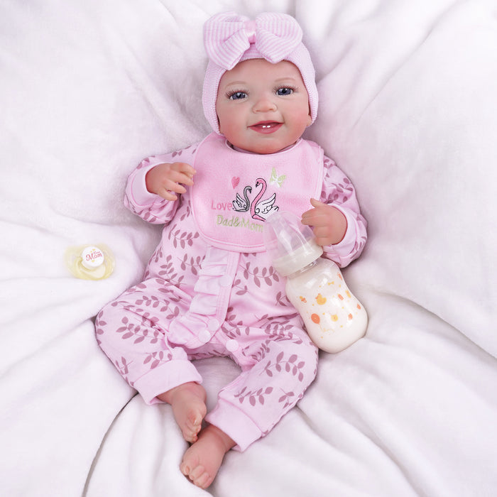 Babeside Leen 20" Reborn Baby Doll Infant Lifelike Girl Smile Pink Awake Love