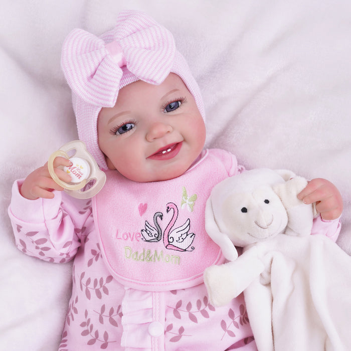 Babeside Leen 20" Reborn Baby Doll Infant Lifelike Girl Smile Pink Awake Love