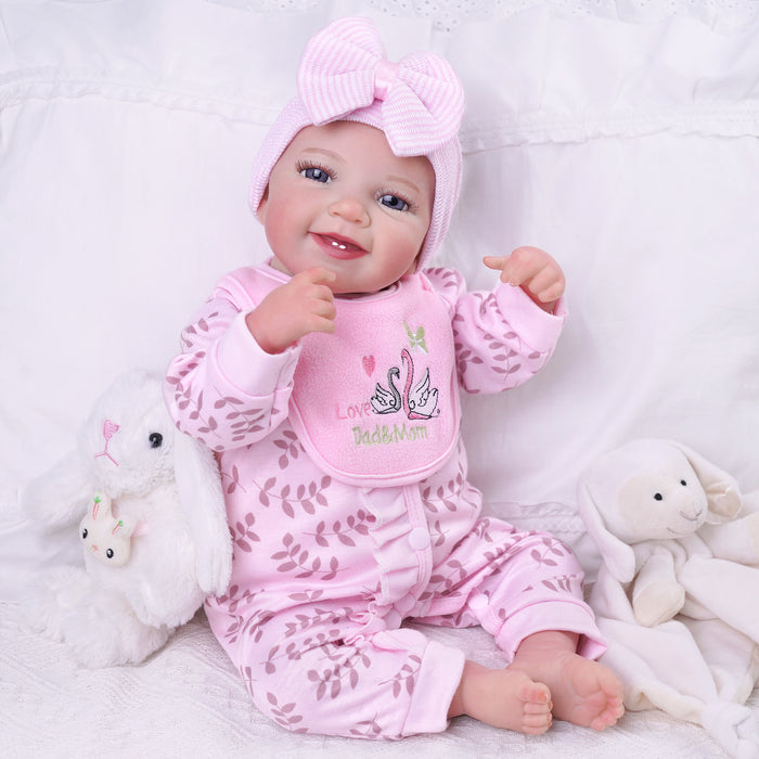 Babeside Leen 20" Reborn Baby Doll Infant Lifelike Girl Smile Pink Awake Love