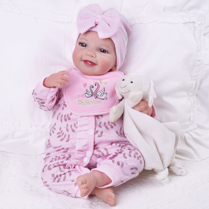 Babeside Leen 20" Reborn Baby Doll Infant Lifelike Girl Smile Pink Awake Love