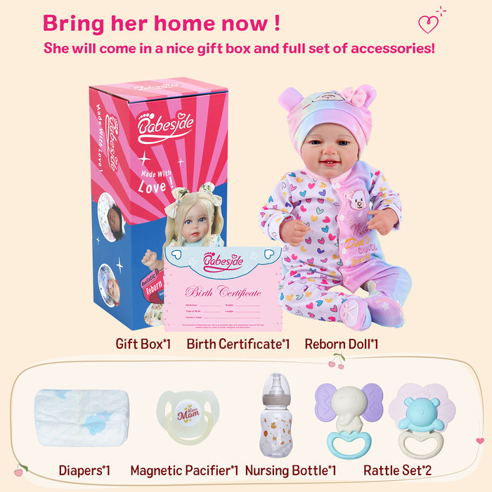Babeside Leen 20" Reborn baby doll Purple-gray Eyes Baby Doll Infant Baby Smile Girl