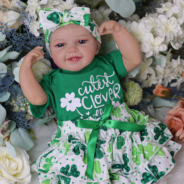 Babeside Leen 20" Reborn Baby Dolls Girl Sweet Smile with Green Clover Skirt(Pre-Order, Ship Date: About March 15)