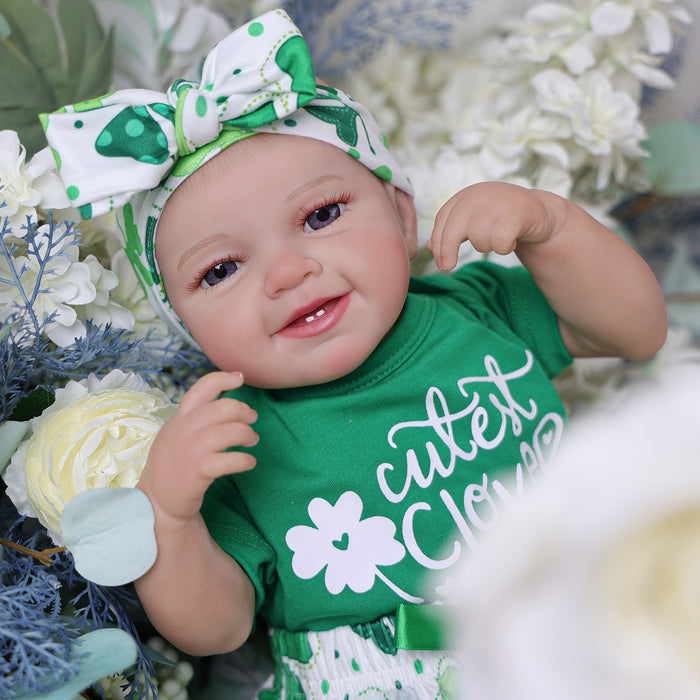 Babeside Leen 20" Reborn Baby Dolls Girl Sweet Smile with Green Clover Skirt(Pre-Order, Ship Date: About March 15)