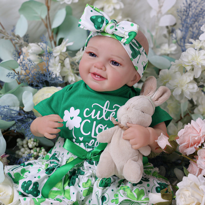 Babeside Leen 20" Reborn Baby Dolls Girl Sweet Smile with Green Clover Skirt(Pre-Order, Ship Date: About March 15)