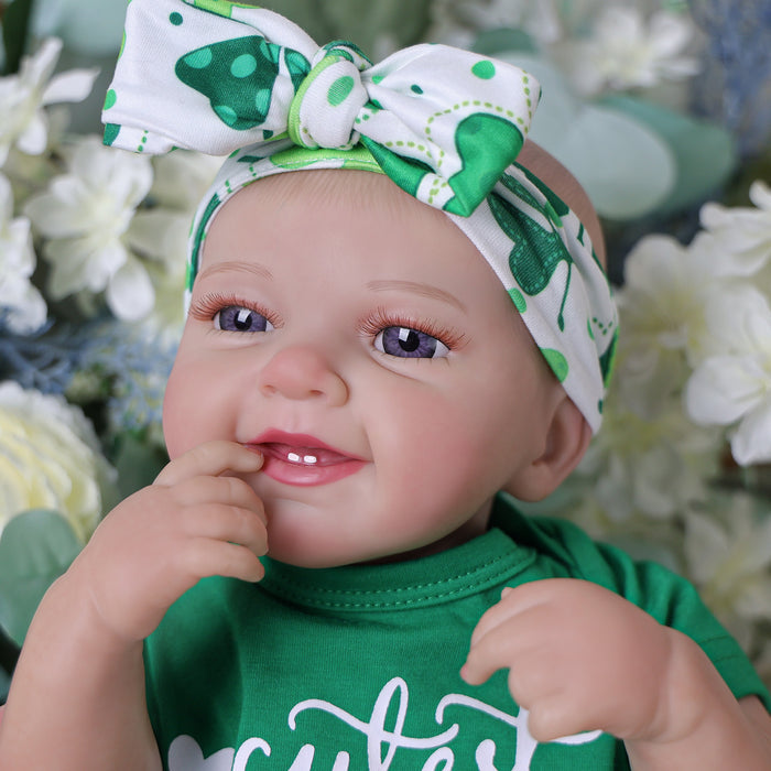 Babeside Leen 20" Reborn Baby Dolls Girl Sweet Smile with Green Clover Skirt(Pre-Order, Ship Date: About March 15)