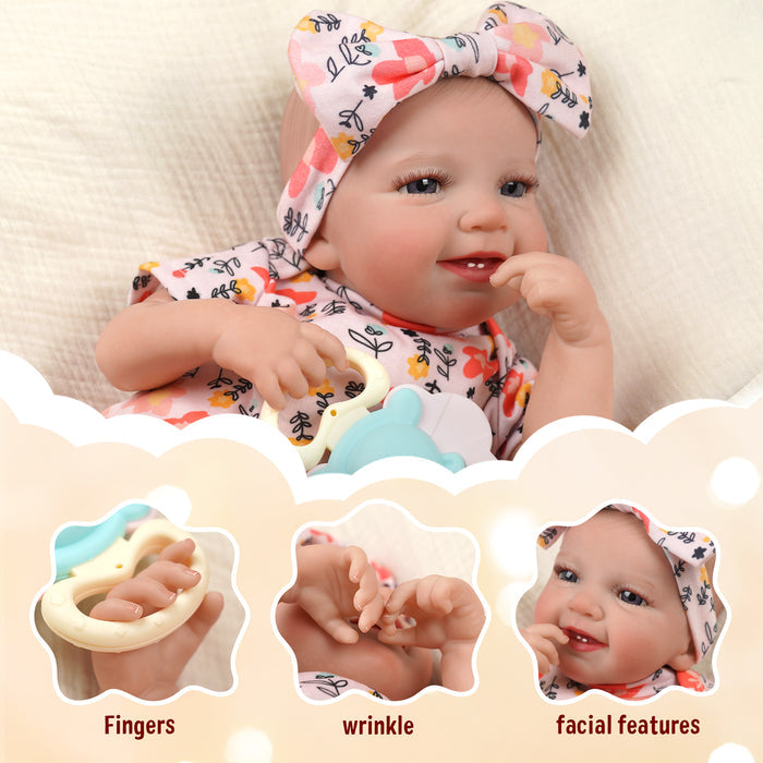 Babeside Leen Super Realistic Reborn Baby Doll 20'' Awake Infant Baby Girl Floral