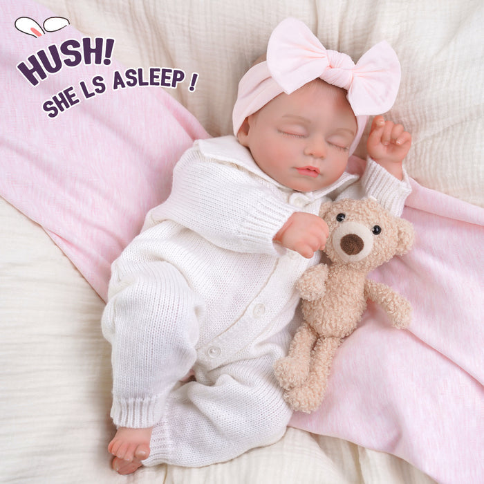 Babeside Leo 17'' Reborn Baby Doll Lifelike Sleeping Girl Lovely Pure Angel White
