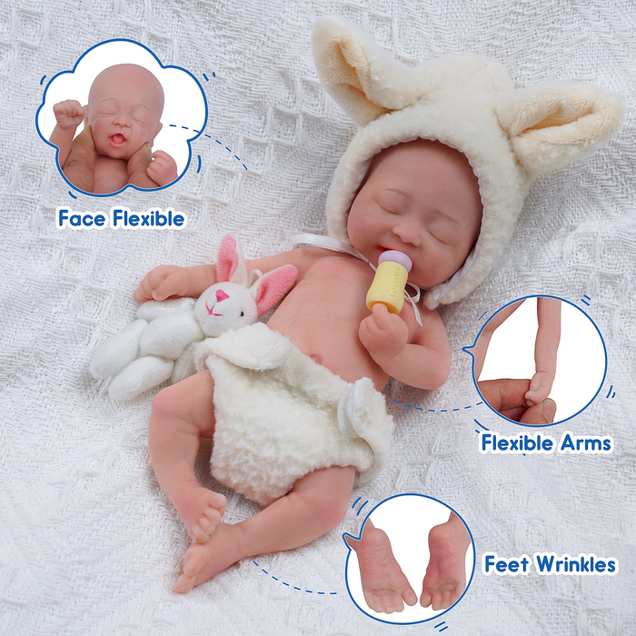 Babeside Lifelike Baby Dolls 8'' Boy Eli Full Platinum Silicone Reborn Baby Realistic