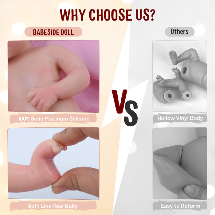 Babeside Lifelike Baby Dolls 8'' Boy Eli Full Platinum Silicone Reborn Baby Realistic