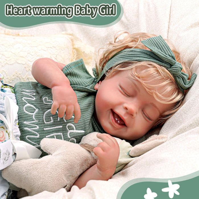 Babeside Linda 20'' Realistic Reborn Baby Doll Girl that Look Real Green Sleeping Lovely With Heartbeat Coos And Breath