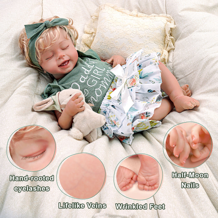 Babeside Linda 20'' Realistic Reborn Baby Doll Girl that Look Real Green Sleeping Lovely With Heartbeat Coos And Breath