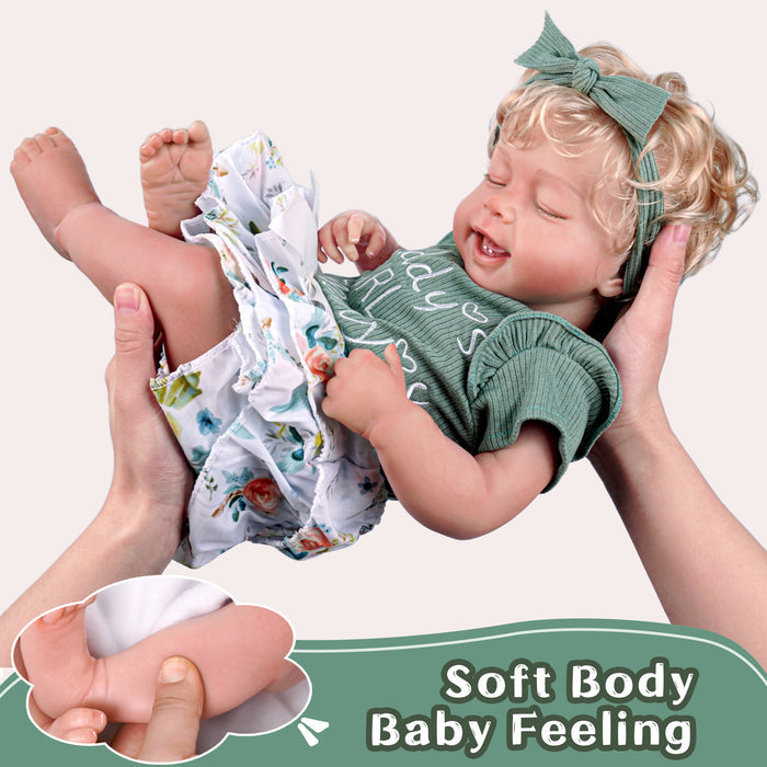 Babeside Linda 20'' Realistic Reborn Baby Doll Girl that Look Real Green Sleeping Lovely With Heartbeat Coos And Breath
