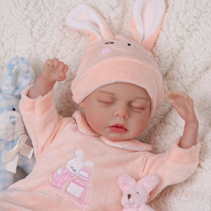 Babeside Lucy 12'' Realistic Reborn Baby Doll Girl Sleeping Lovely Winter Rabbit Sweet