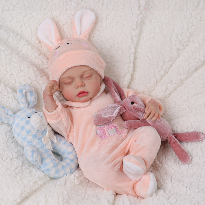 Babeside Lucy 12'' Realistic Reborn Baby Doll Girl Sleeping Lovely Winter Rabbit Sweet