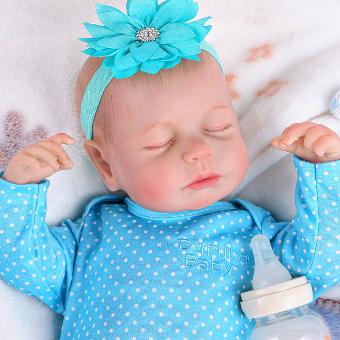 Babeside Lucy 20'' Realistic Reborn Baby Doll Sleeping Cute Boy Blue Flower
