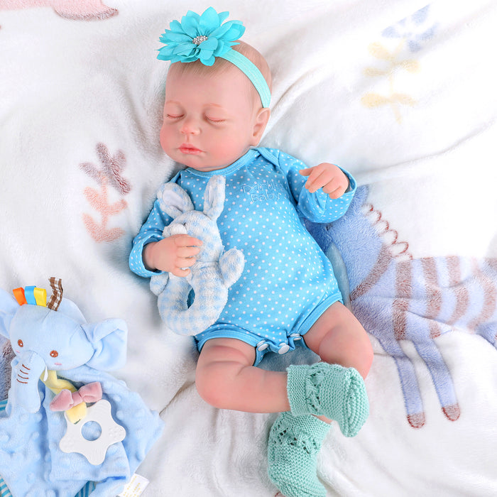 Babeside Lucy 20'' Realistic Reborn Baby Doll Sleeping Cute Boy Blue Flower