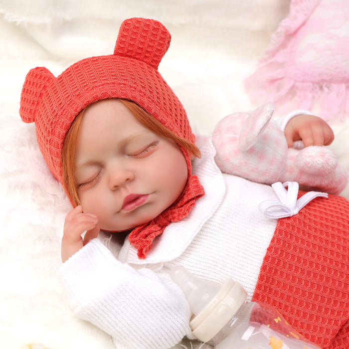 Babeside Lucy 20'' Realistic Reborn Baby Doll Sleeping Red & White Clothes Girl