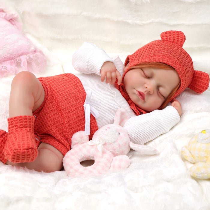 Babeside Lucy 20'' Realistic Reborn Baby Doll Sleeping Red & White Clothes Girl