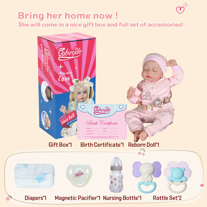 Babeside Lucy 20'' Sleeping Infant Baby Girl with Heartbeat Coos and Breath