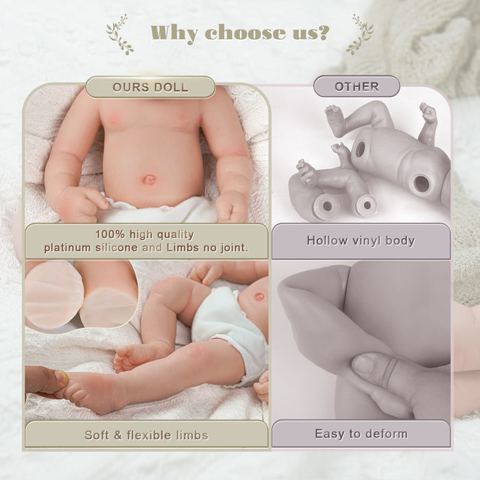 Babeside Lyla 12" Full Silicone Reborn Baby Doll Girl Lifelike Awake Lovely Angel