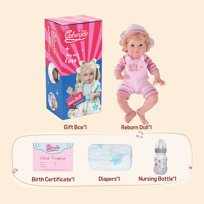 Babeside Maddy 12'' Full Silicone Reborn Baby Dolls Girl That Look Real Awake Smiling Pink