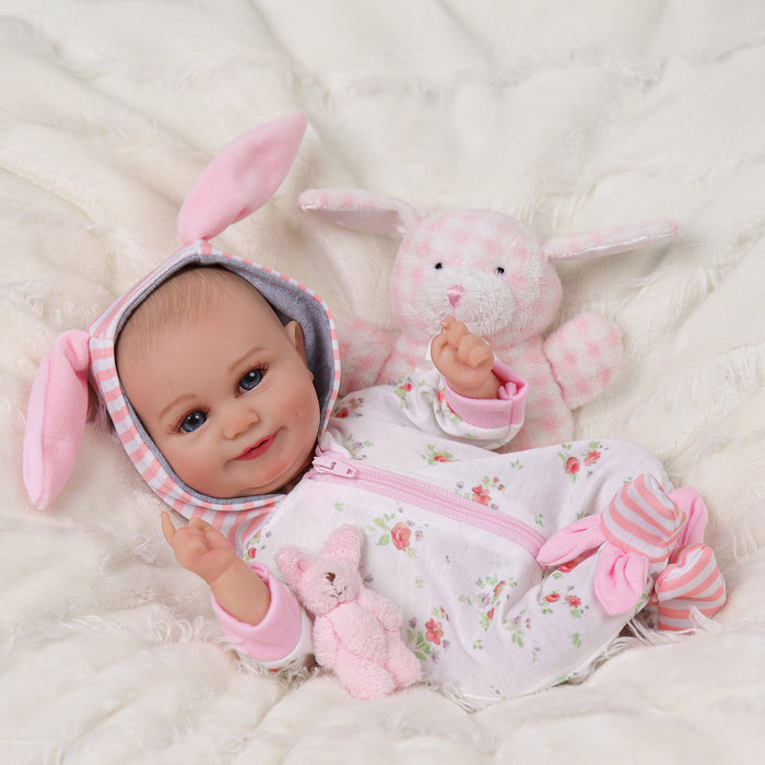 Babeside Maddy 12'' Reborn Baby Dolls Girl That Look Real Smiling Pink Bunny Awake
