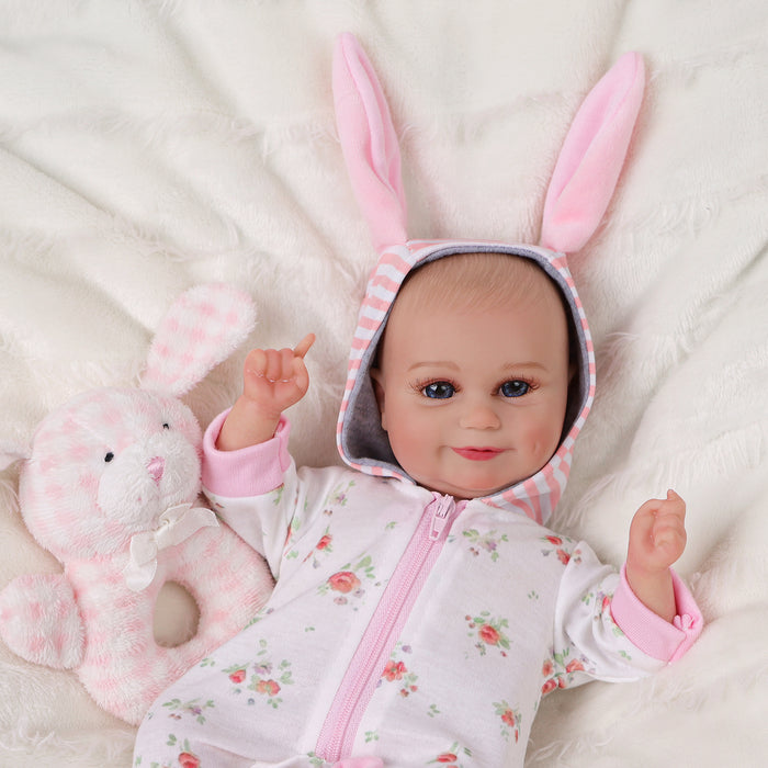 Babeside Maddy 12'' Reborn Baby Dolls Girl That Look Real Smiling Pink Bunny Awake