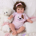 Babeside Maddy 20" Reborn Baby Doll Girl Awake Infant Lovely Puppy Happy Dog Pink
