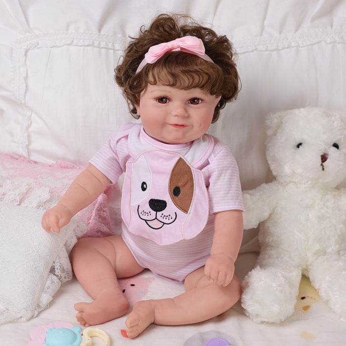 Babeside Maddy 20" Reborn Baby Doll Girl Awake Infant Lovely Puppy Happy Dog Pink With Heartbeat Coos And Breath