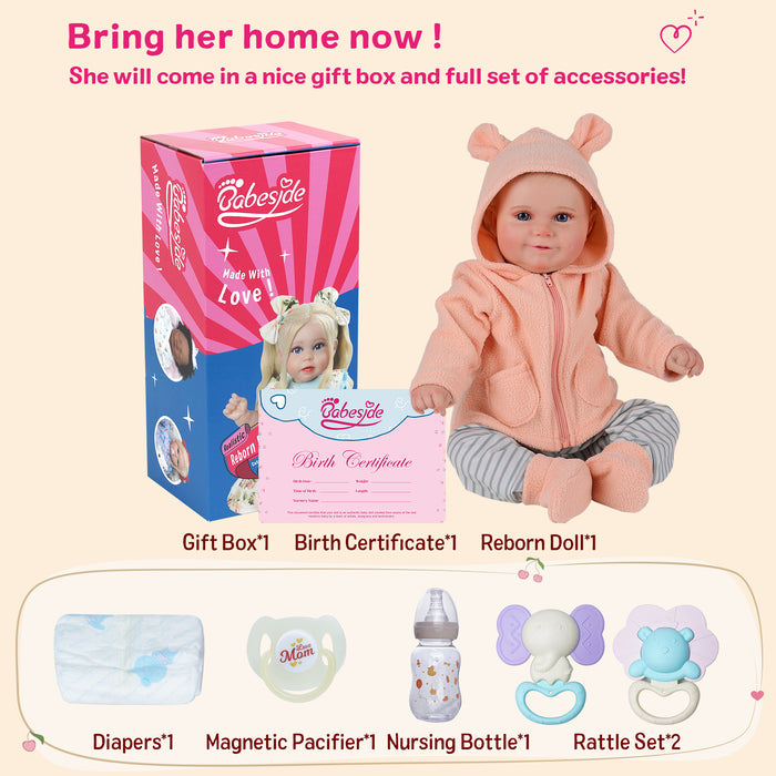 Babeside Maddy 20" Reborn Baby Doll Girl Blue Eyes Awake Sweet Infant