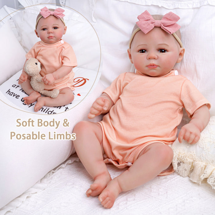 Babeside Marlie 17" Reborn Baby Dolls Awake Girl Lifelike Brown Eyes Lovely And Soft (Pre-Order, Ship Date: March 15)