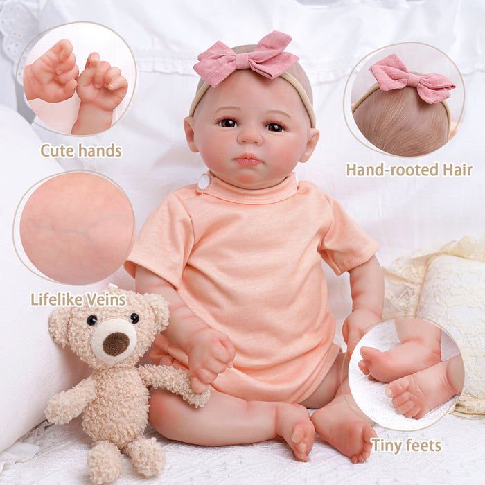 Babeside Marlie 17" Reborn Baby Dolls Awake Girl Lifelike Brown Eyes Lovely And Soft (Pre-Order, Ship Date: March 15)