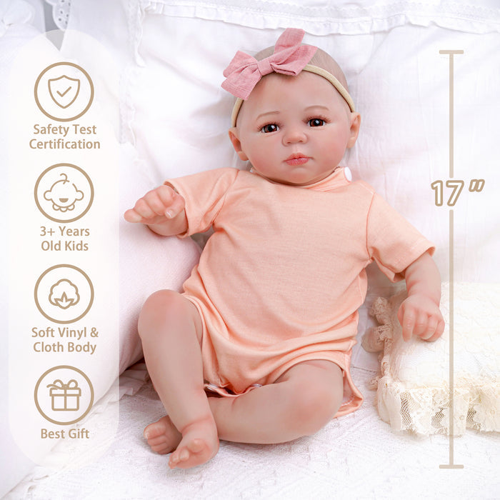 Babeside Marlie 17" Reborn Baby Dolls Awake Girl Lifelike Brown Eyes Lovely And Soft (Pre-Order, Ship Date: March 15)