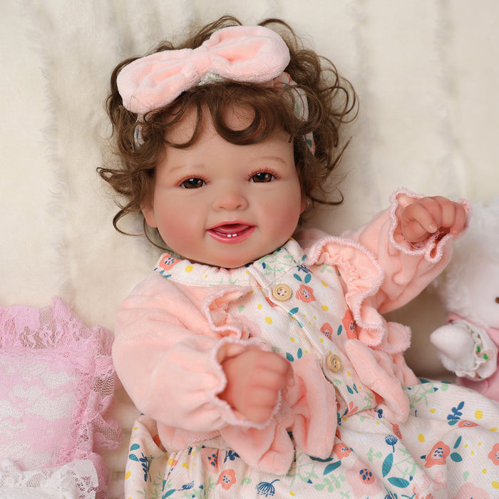 Babeside Mia 17" Reborn Baby Girl Brown Eyes Lovely Light Pink Buds