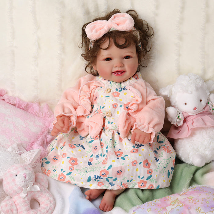 Babeside Mia 17" Reborn Baby Girl Brown Eyes Lovely Light Pink Buds