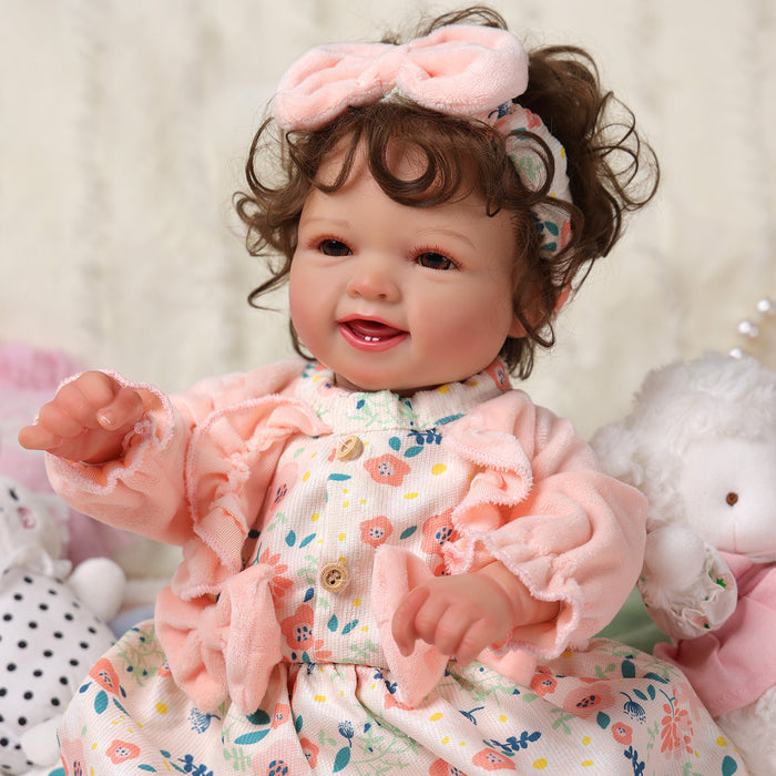 Babeside Mia 17" Reborn Baby Girl Brown Eyes Lovely Light Pink Buds