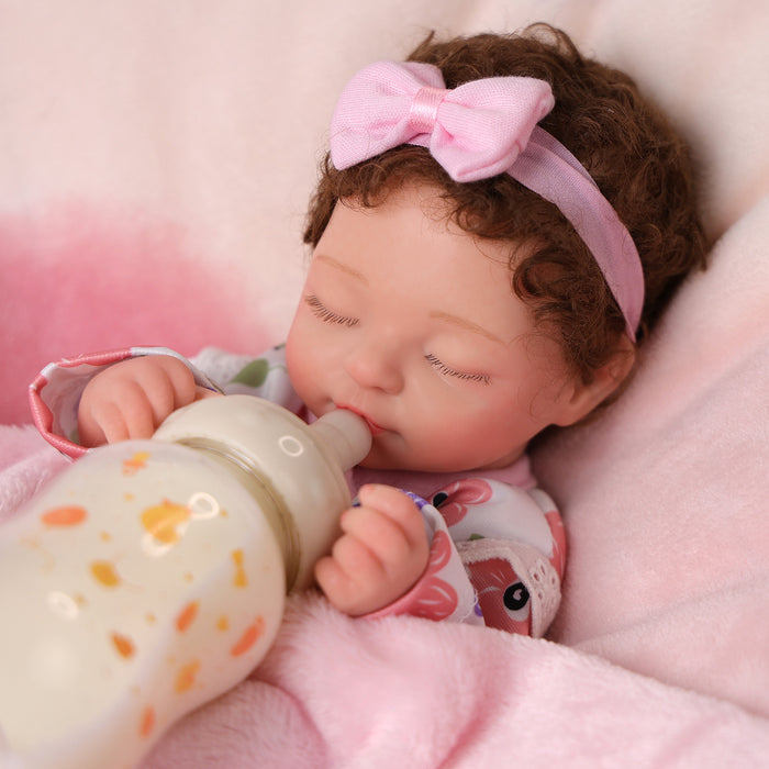 Babeside Mira 12'' Full Silicone Realistic Reborn Baby Doll Girl Sleeping Pink Bunny