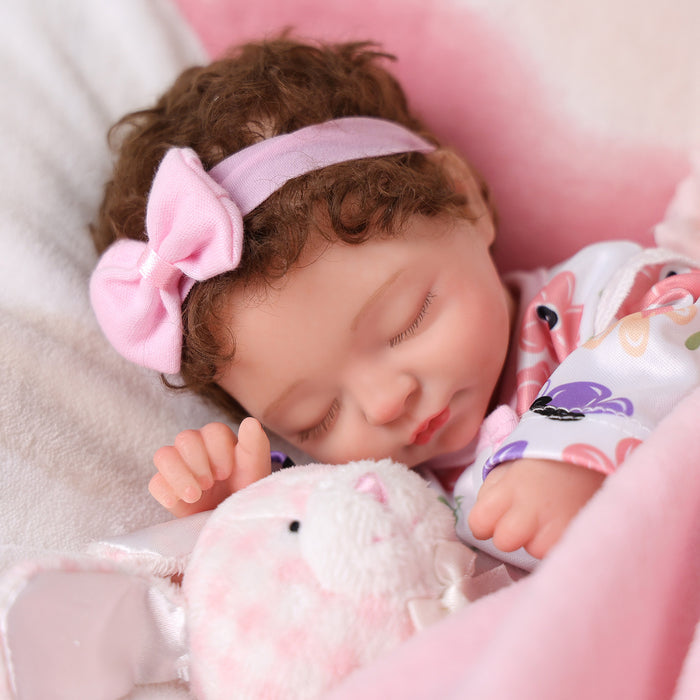 Babeside Mira 12'' Full Silicone Realistic Reborn Baby Doll Girl Sleeping Pink Bunny