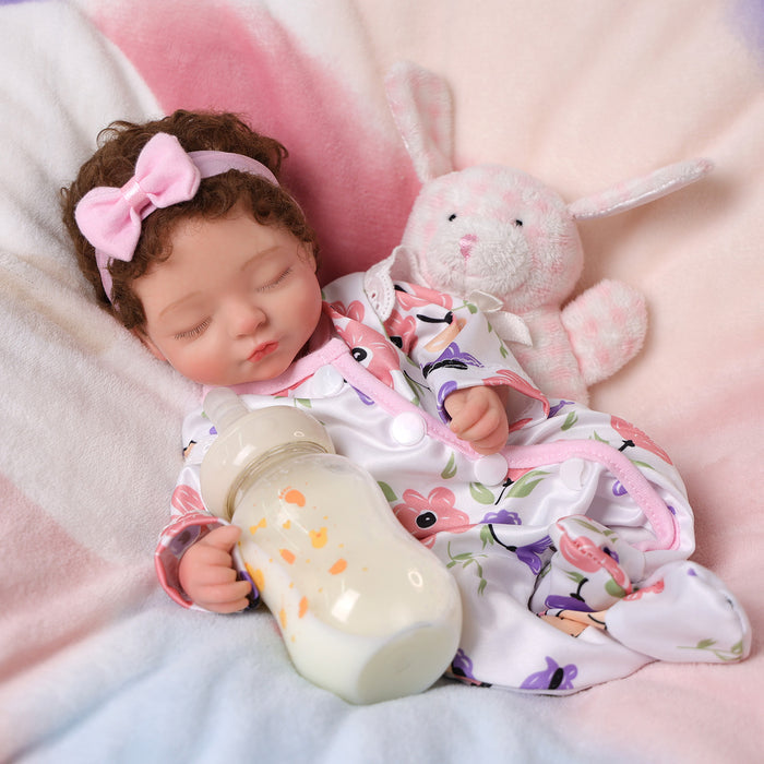Babeside Mira 12'' Full Silicone Realistic Reborn Baby Doll Girl Sleeping Pink Bunny
