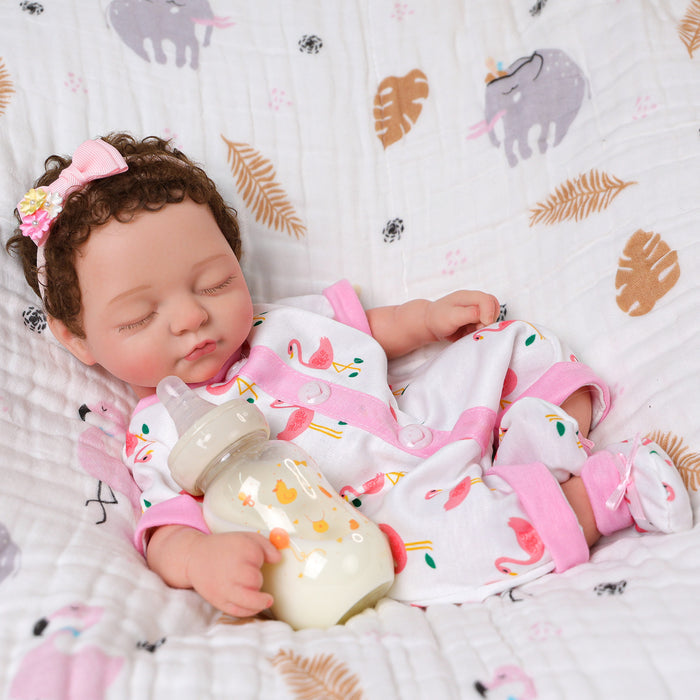Babeside Mira 16'' Full Silicone Realistic Reborn Baby Doll Girl Sleeping Cute Pink Flamingo