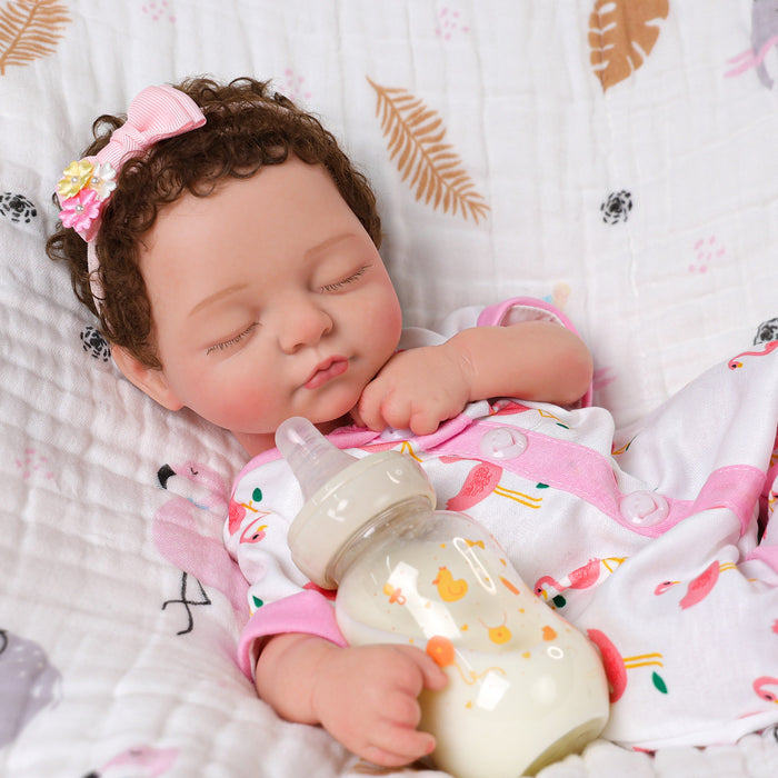 Babeside Mira 16'' Full Silicone Realistic Reborn Baby Doll Girl Sleeping Cute Pink Flamingo