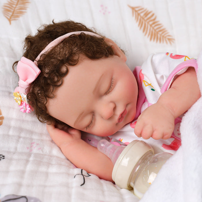 Babeside Mira 16'' Full Silicone Realistic Reborn Baby Doll Girl Sleeping Cute Pink Flamingo