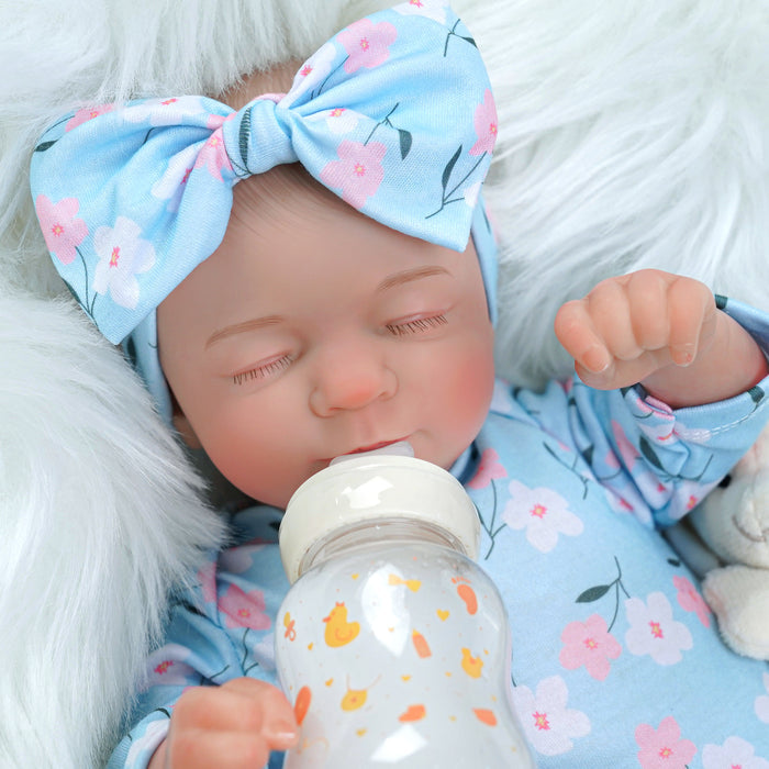 Babeside Nate 17'' Adorable Reborn Baby Doll Sleeping Girl Lovely Flower Blue