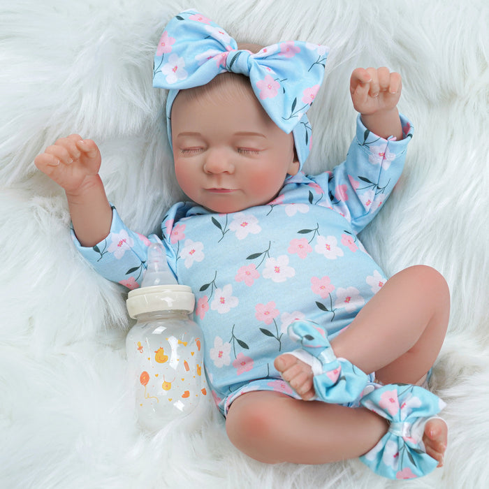 Babeside Nate 17'' Adorable Reborn Baby Doll Sleeping Girl Lovely Flower Blue
