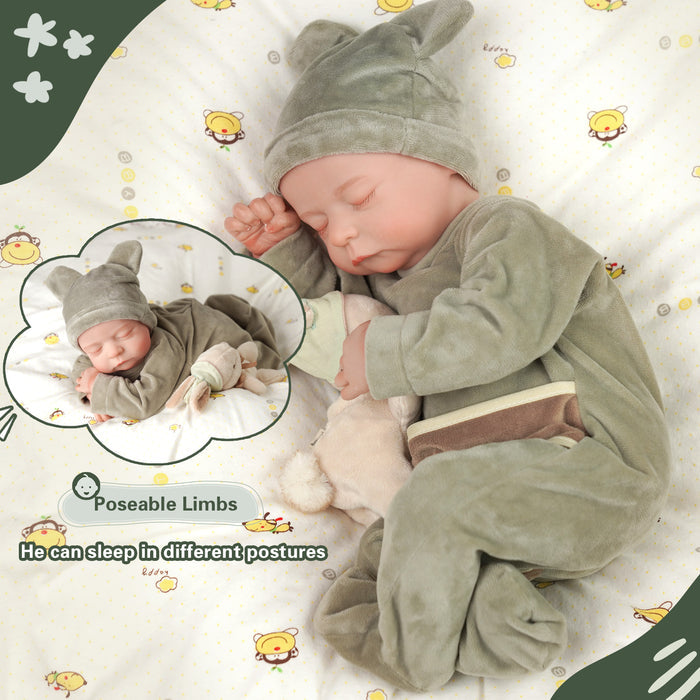Babeside Noah 20" Adorable Reborn Baby Doll Green Suit Sleeping Infant Boy