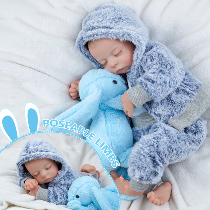 Babeside Noah 20'' Adorable Reborn Baby Doll Sleeping Charming Boy Grey Suit with Accessories Set
