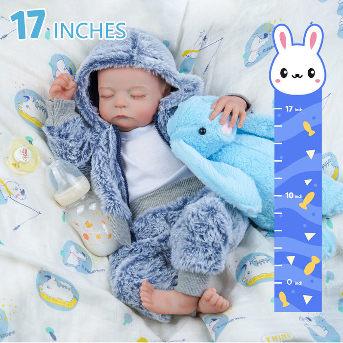 Babeside Noah 20'' Adorable Reborn Baby Doll Sleeping Charming Boy Grey Suit with Accessories Set